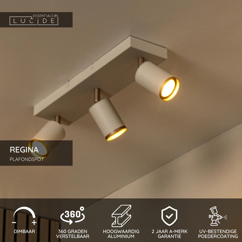 Projecteur de plafond Regina Taupe 3 clairs avec brun café Lucide 5411212531223