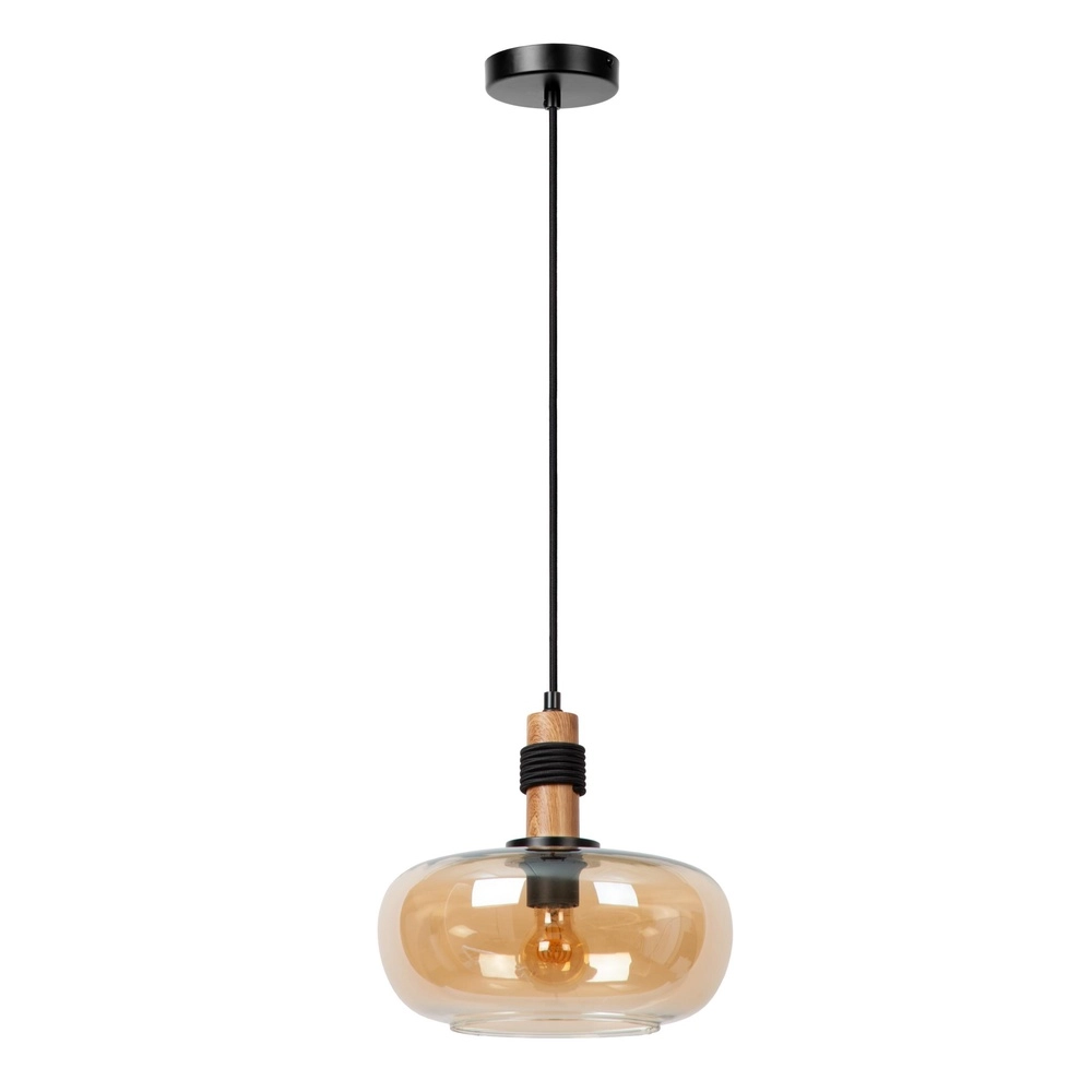 Lampe suspendue Ilona Ø 30 cm noir avec verre ambré