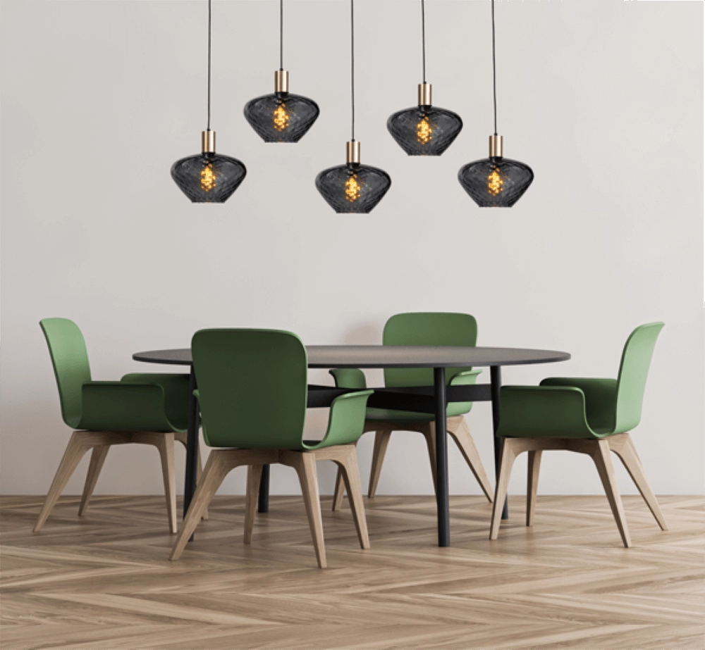 Lampe suspendue 5 lumières - dorée - Porto avec verres transparents Blossom Masterlight 8718121270234