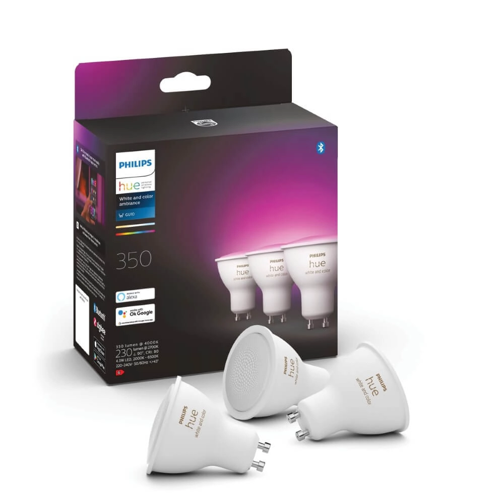 Hue - GU10 - 5W - White and Color lot de 3 Philips 8720169229877