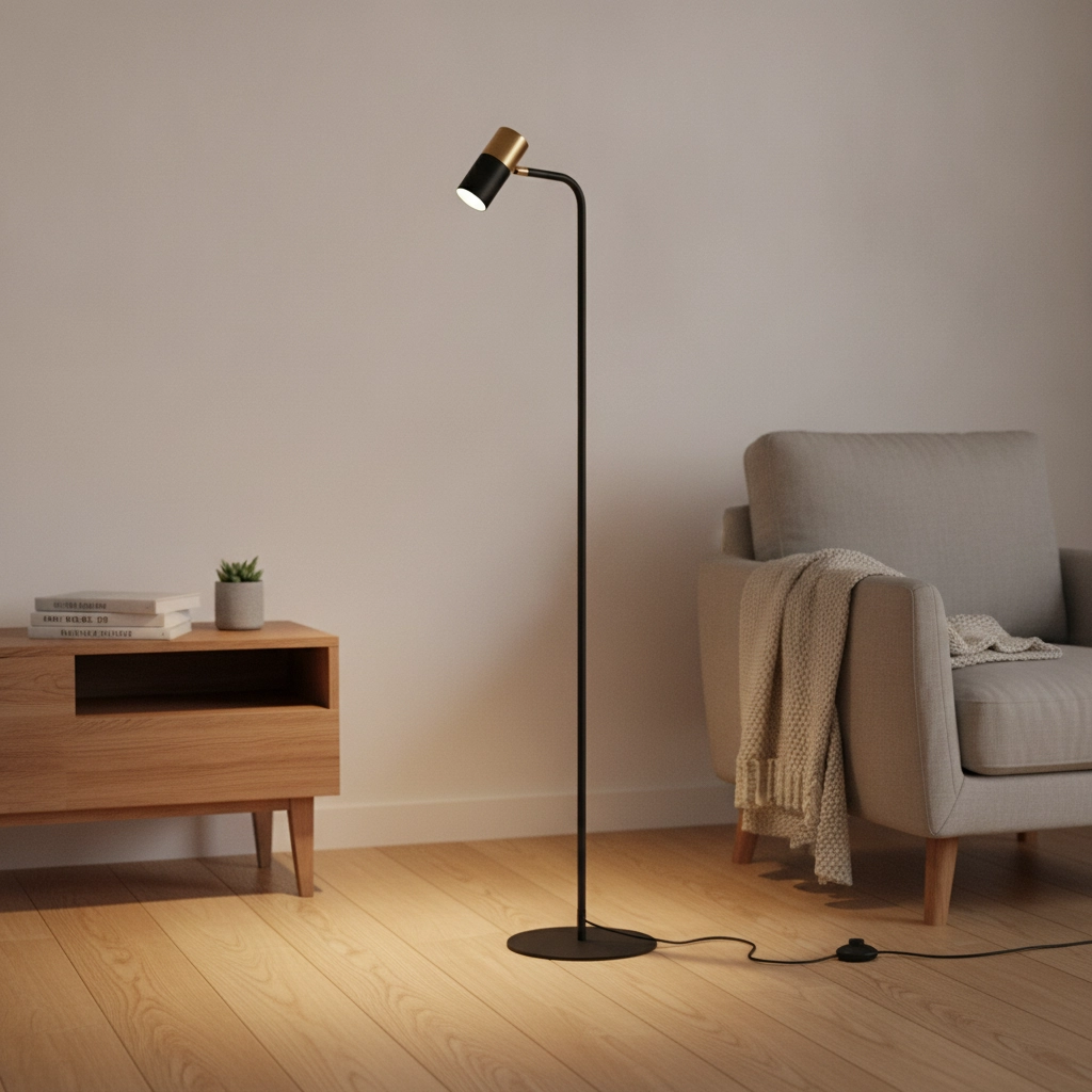 Lampadaire Pongo noir avec or