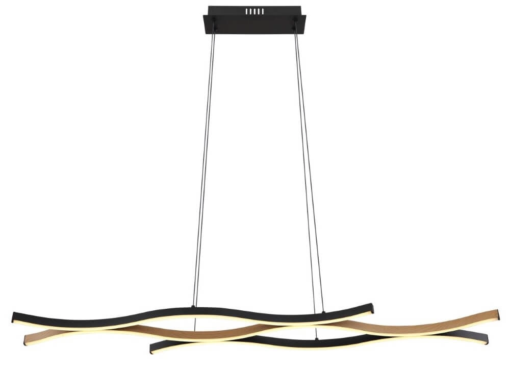 Lampe suspendue Geronimo noir avec du bois Globo 9007371451043