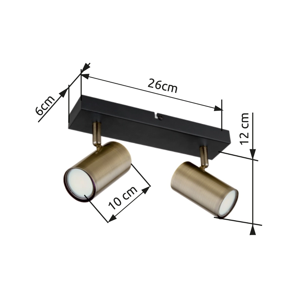 Lampe de plafond à deux lampes Robby noir avec bronze Globo 9007371439980