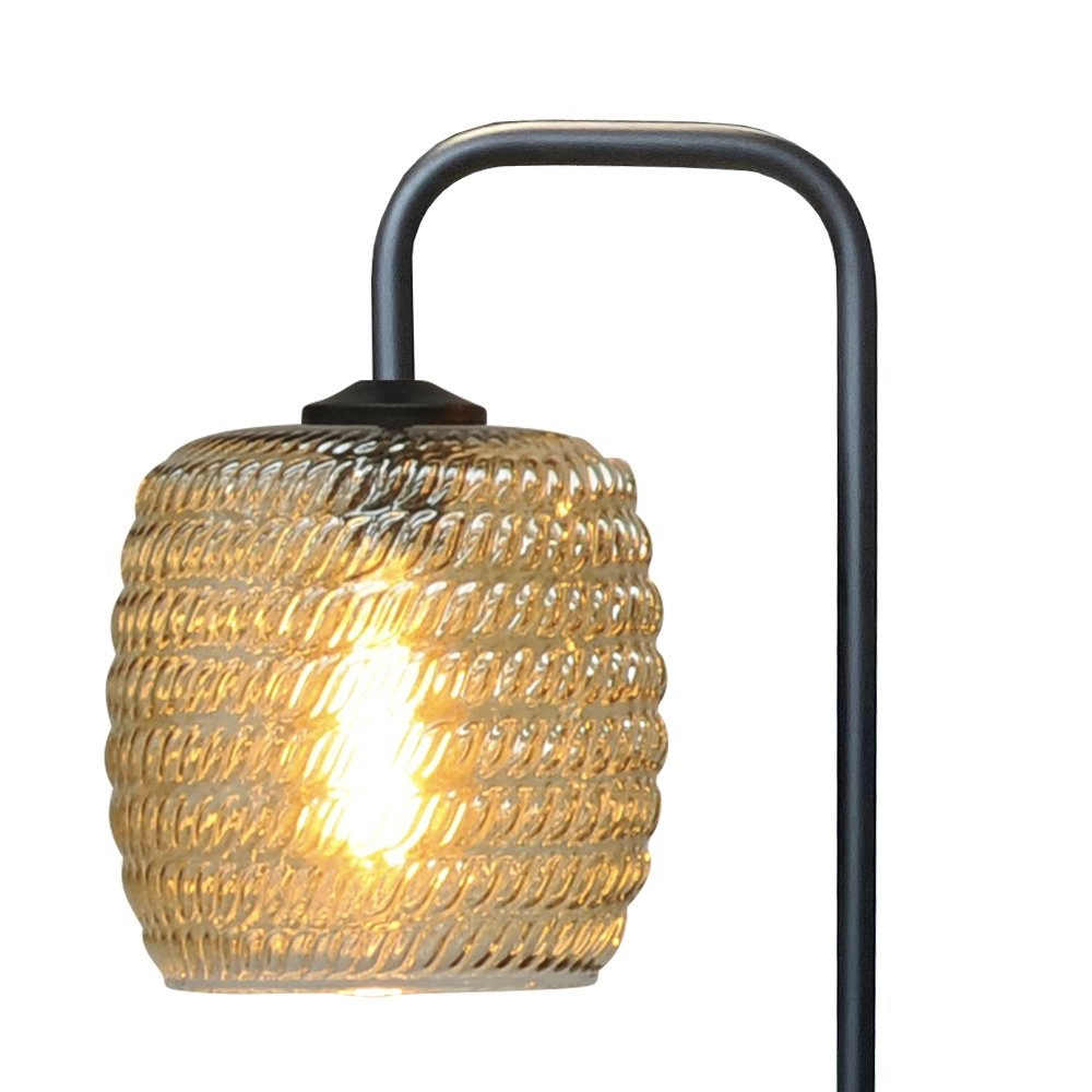 Lampe de table noire Quinto avec verre strié Masterlight 8718121250946