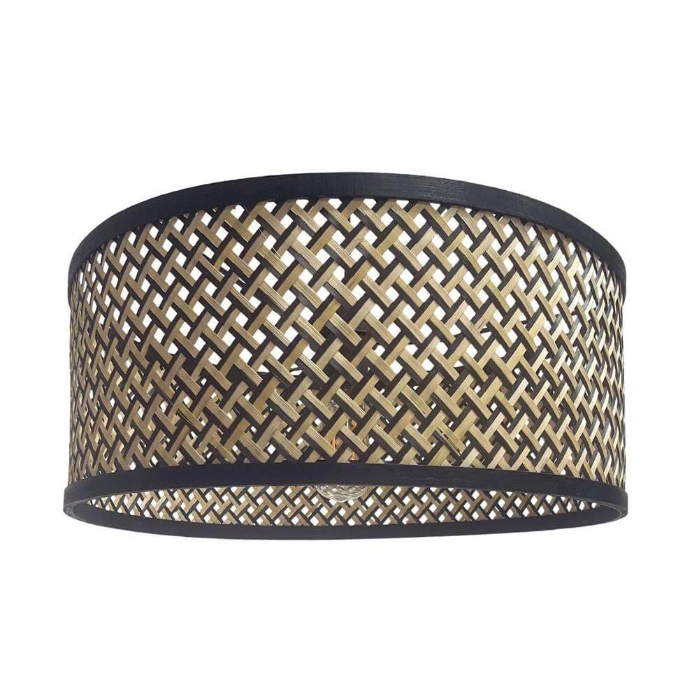 Lampadaire Zig-Zag noir avec abat-jour en rotin Ø 40cm Steinhauer 8712746179194