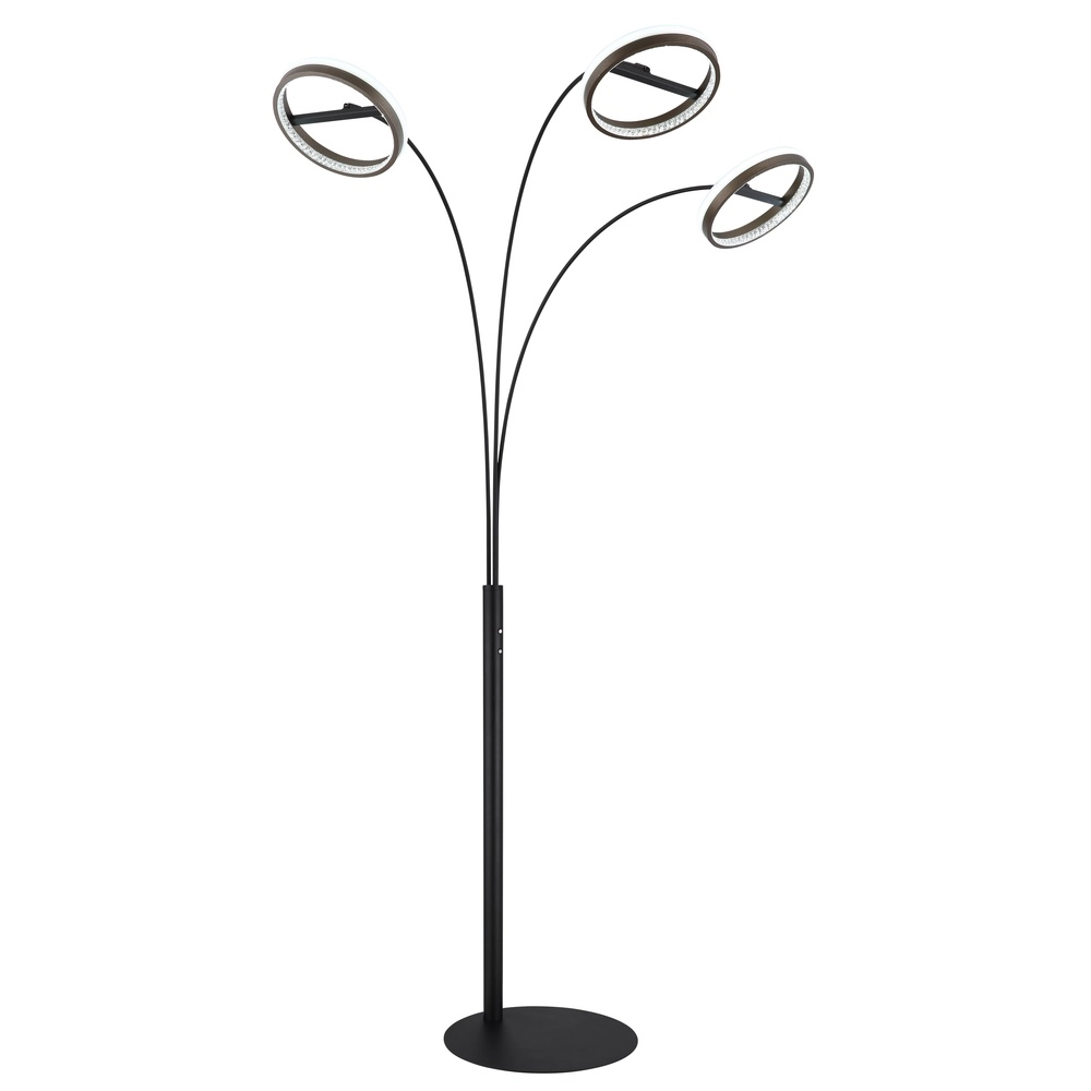 Lampadaire de conception Della Noir à 3 lumières Globo 9007371468744