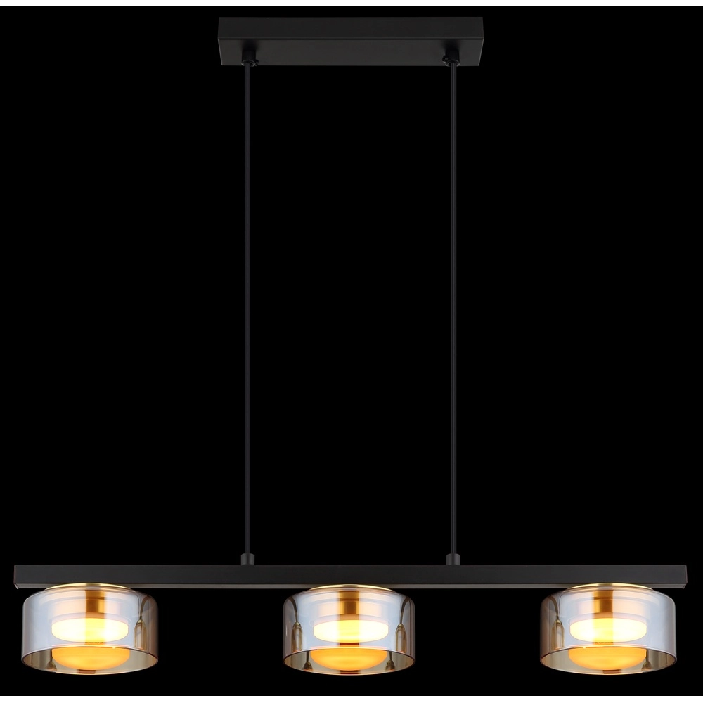 Lampe pendante de conception Higgins noir avec verre ambré Globo 9007371531813