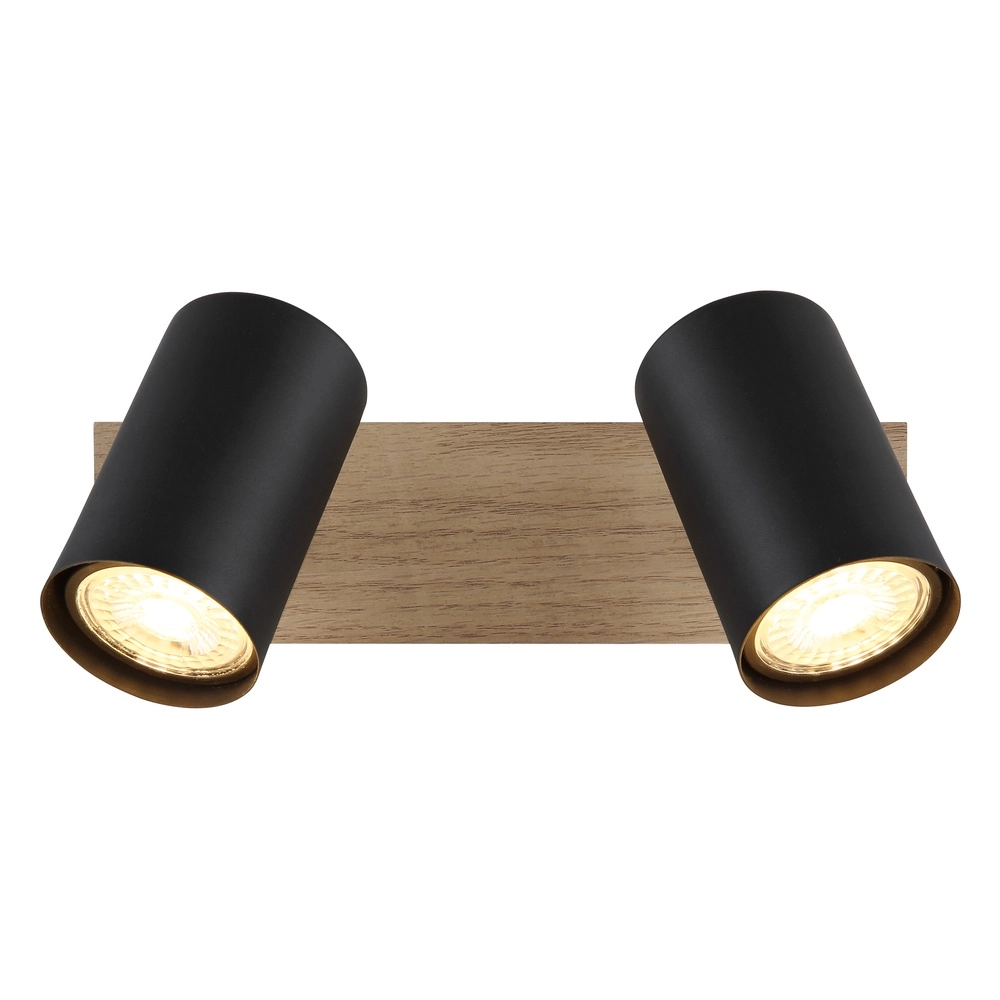 Lampe de plafond Linca 2-noir clair avec bois Globo 9007371452941