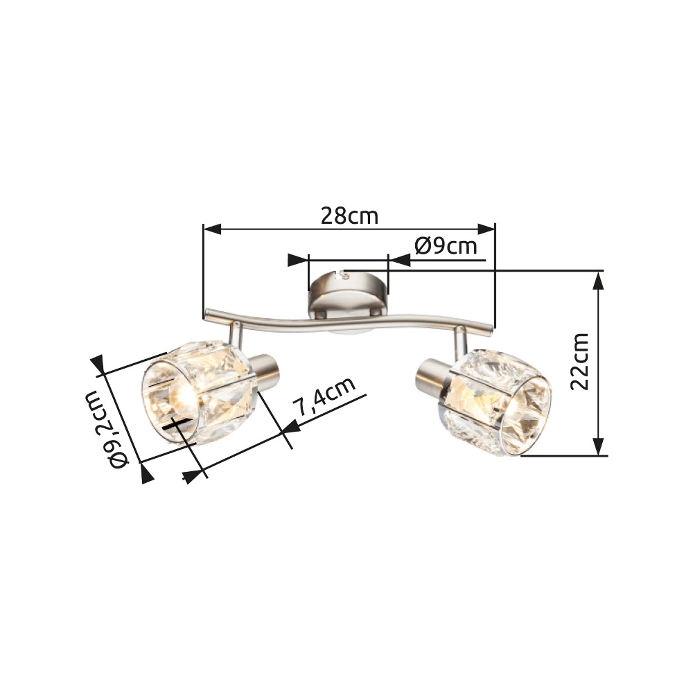 Lampe de plafond Kris 2-Léger nickel Globo 9007371360253