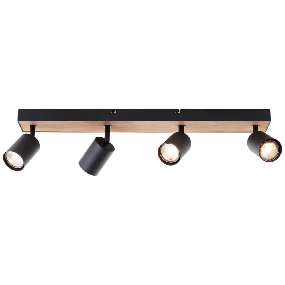 Lampe à 4 lumières Jello Wood noir avec du bois