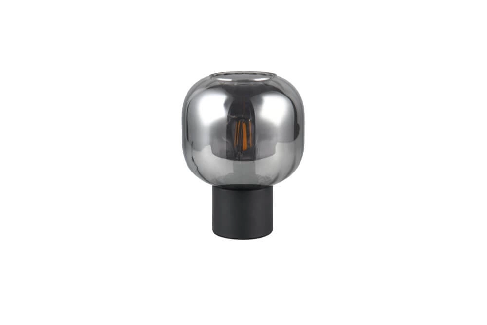 Lampe de table tendance Diva noir avec verre fumé Trio 4017807614596