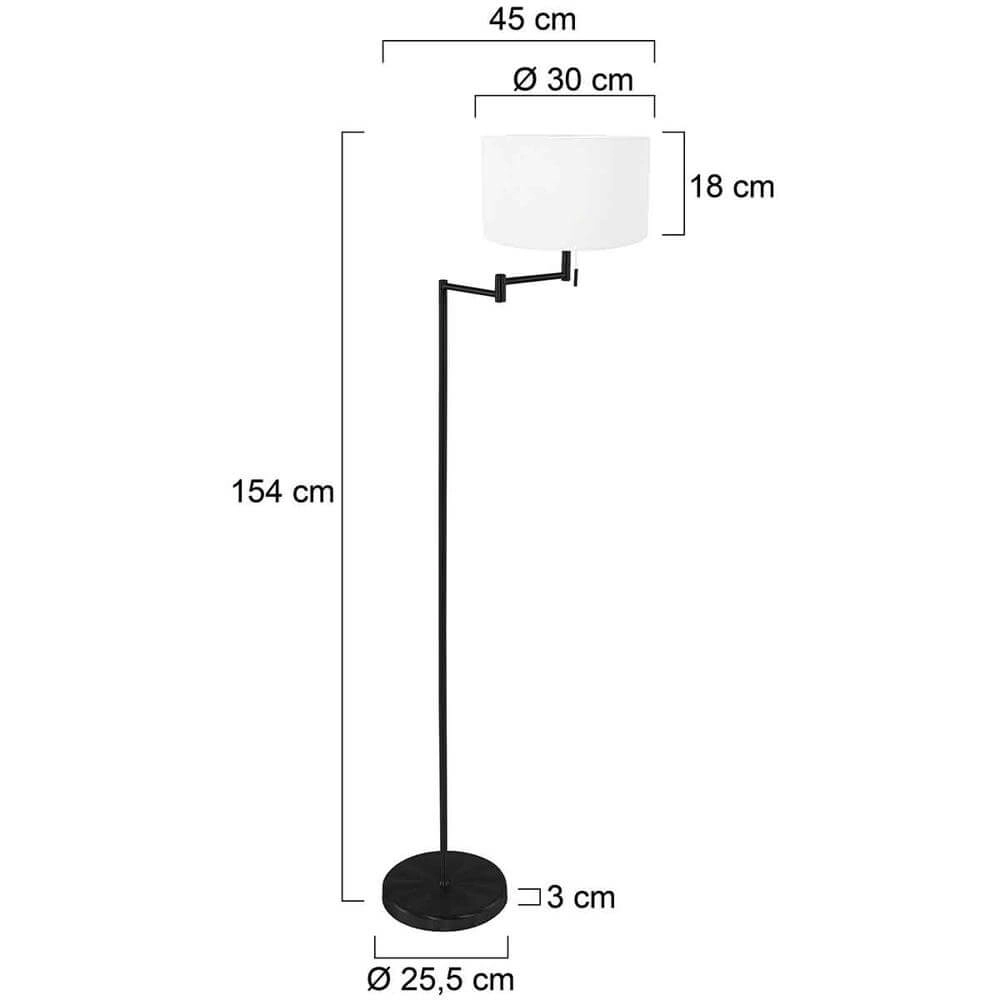 Lampadaire Bella noir avec capuche blanche Steinhauer 8712746174625