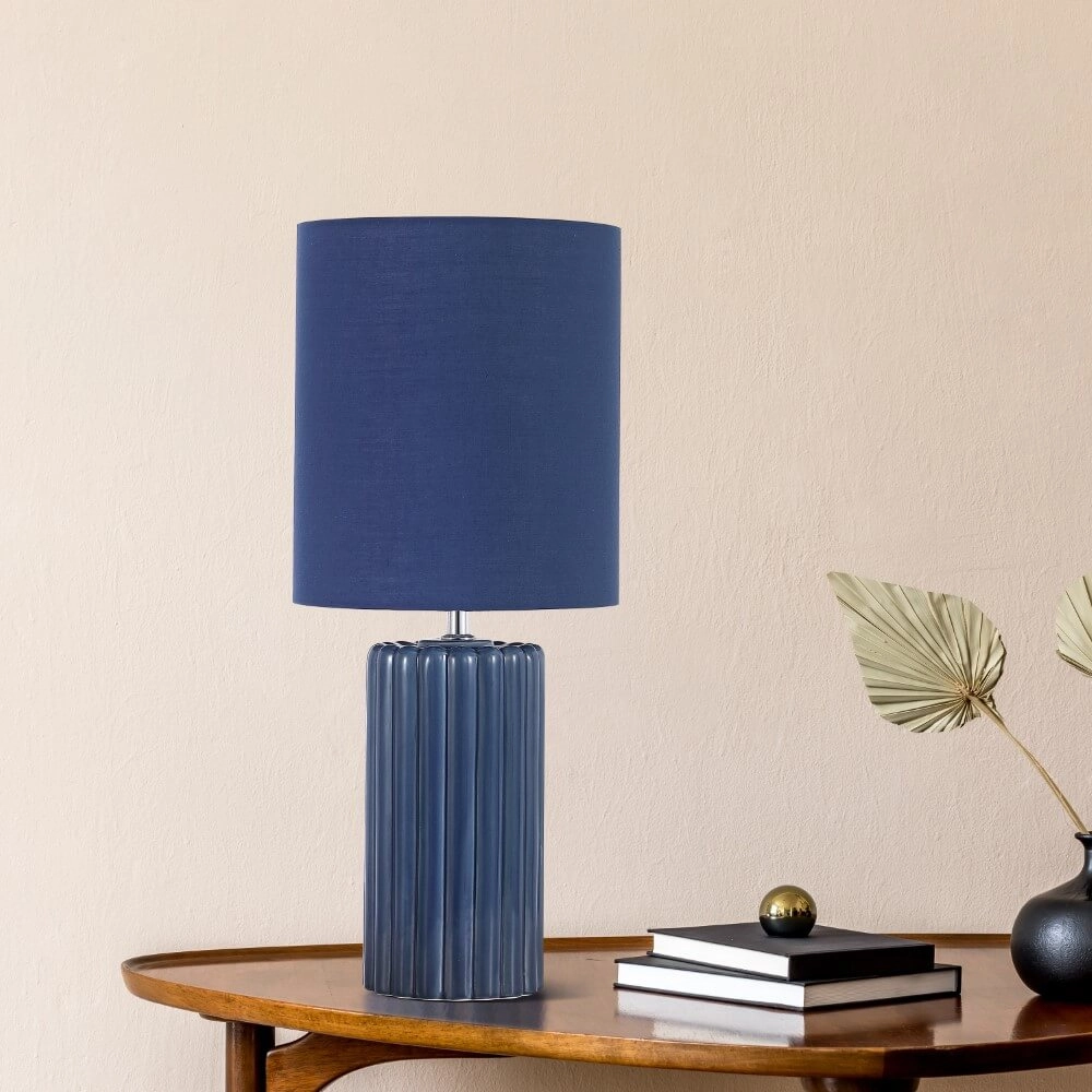 Lampe de table bleue Groove céramique Searchlight 5053423274072