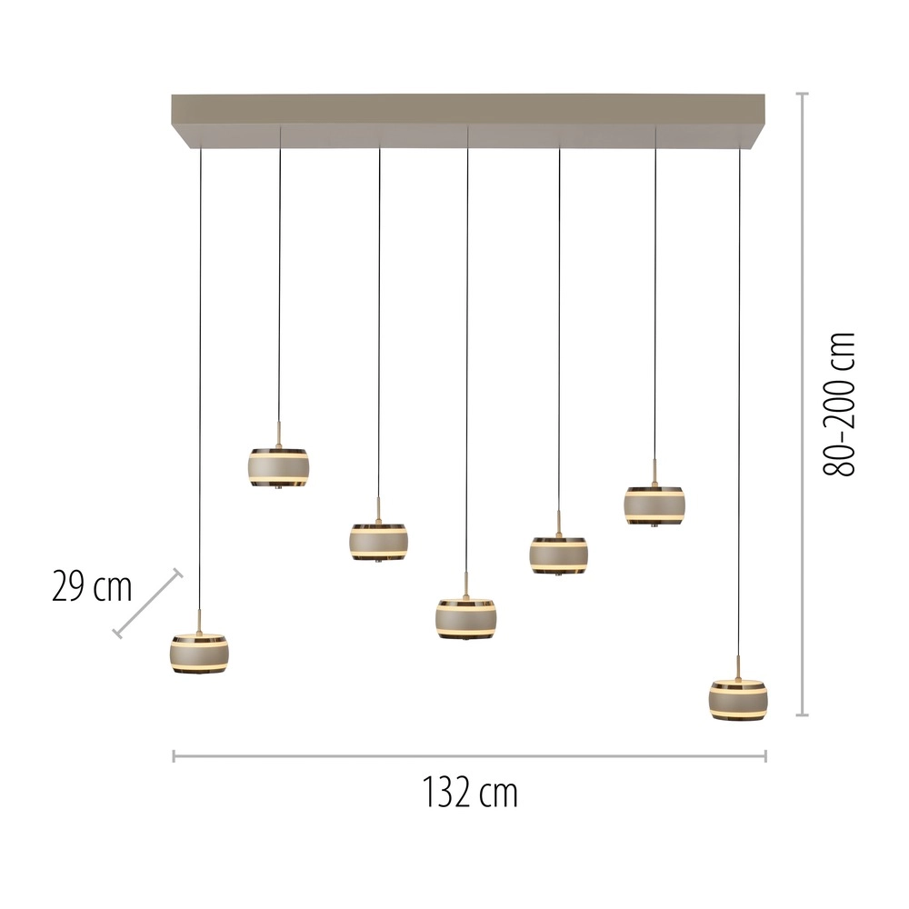 Lampe pendante de table de salle à manger de 7L Pure Falling Rings Bronce Paul Neuhaus 4012248396605