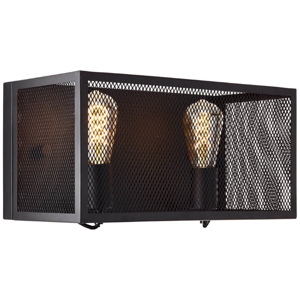 Applique carrée Maze 2x E27 noir