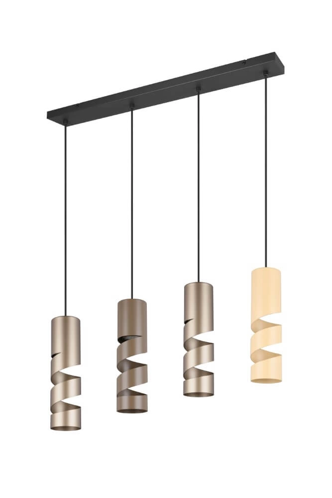 Lampe suspendue tube 4 lumières Stream nuances brunes Trio 4017807614008