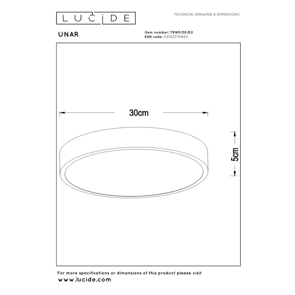 Éclairage de plafond Unar Ø 30cm - 2700K - or Lucide 5411212791863