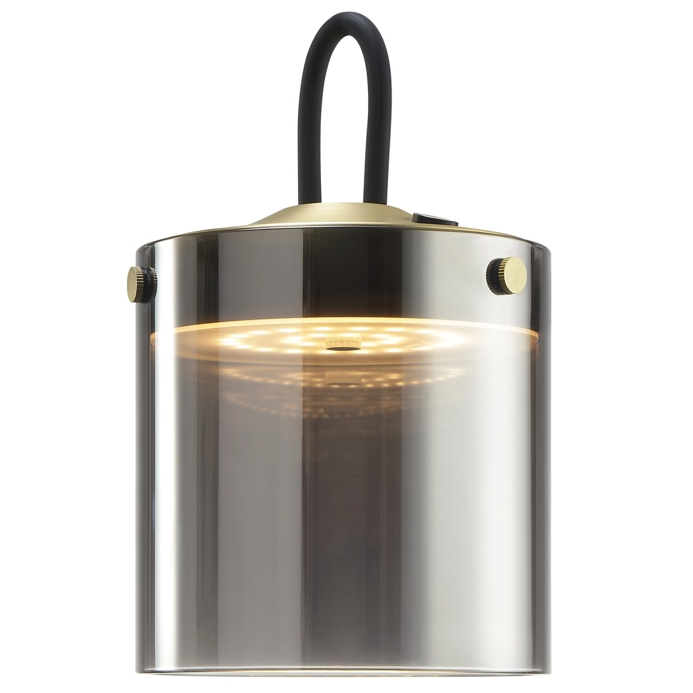Lampe de table Lumeo laiton avec verre fumé Ø 13cm Brilliant 4004353463594