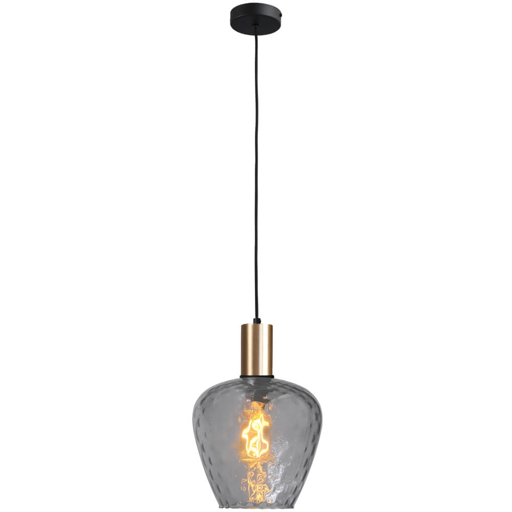 Lampe suspendue dorée Porto avec verre fumé Diamond - Ø 21cm Masterlight 8718121269184