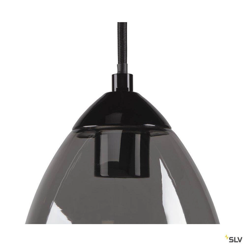 Lampe à suspension en verre Para Cone noir avec verre fumé SLV 4024163262385