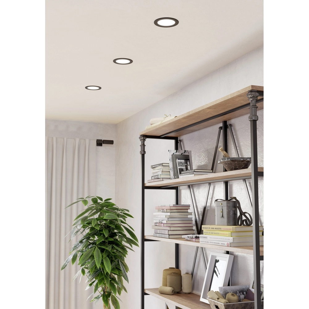 Lumière de plafond IP44 Fueva 6 rond - noir - Ø 11,9cm Eglo 9008606330911