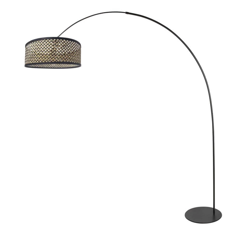 Lampadaire Curve noir avec abat-jour en rotin Ø 50cm Steinhauer 8712746179422