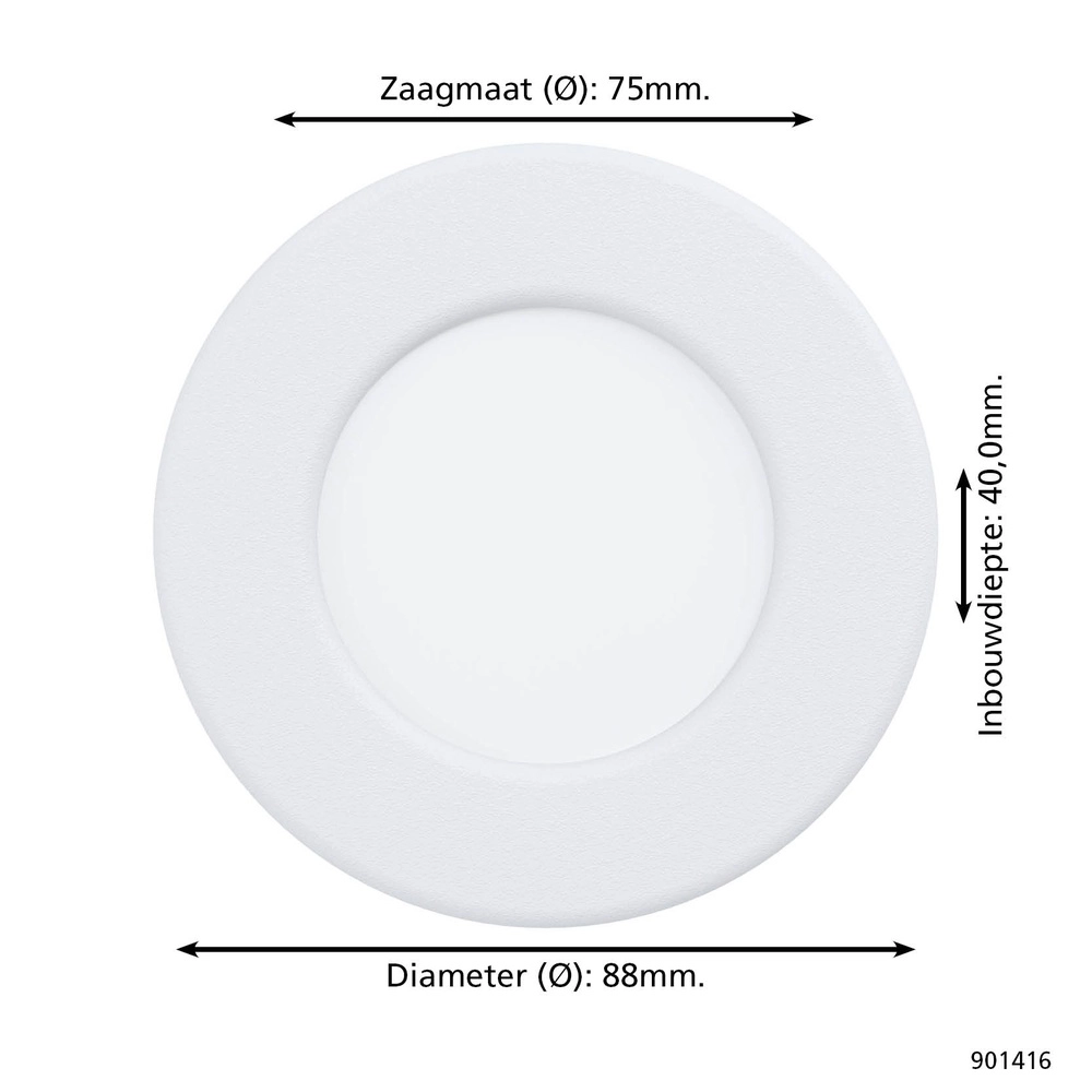 Projecteur encastré IP44 Fueva 6 rond - blanc - Ø 8,8cm Eglo 9008606330935