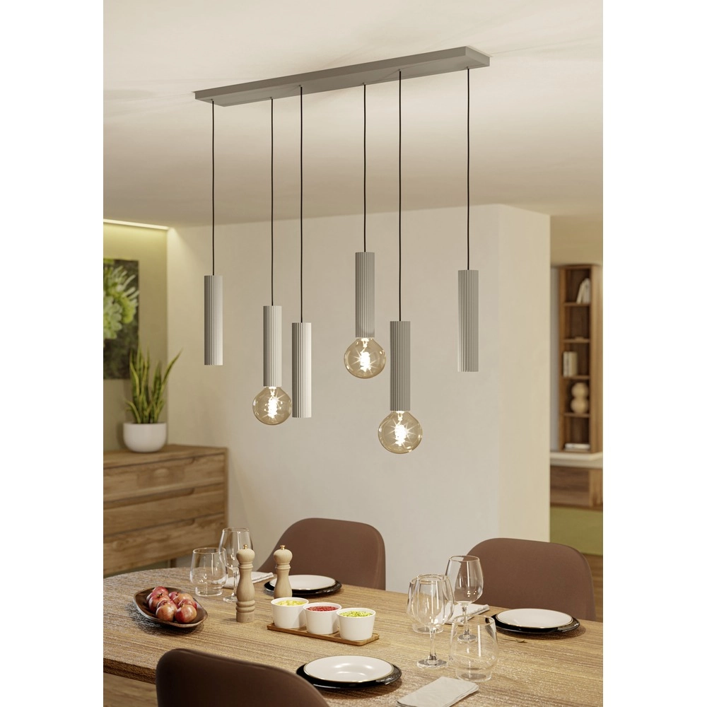 Lampe pendante de conception Fariolo 6 clairs brun sable droit Eglo 9008606391646