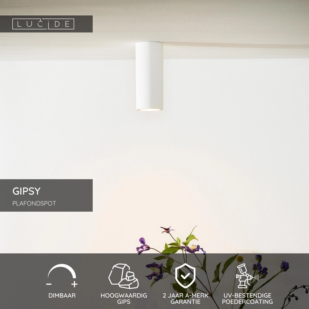 Projecteur de plafond Gipsy 17 cm de blanc Lucide 5411212351456