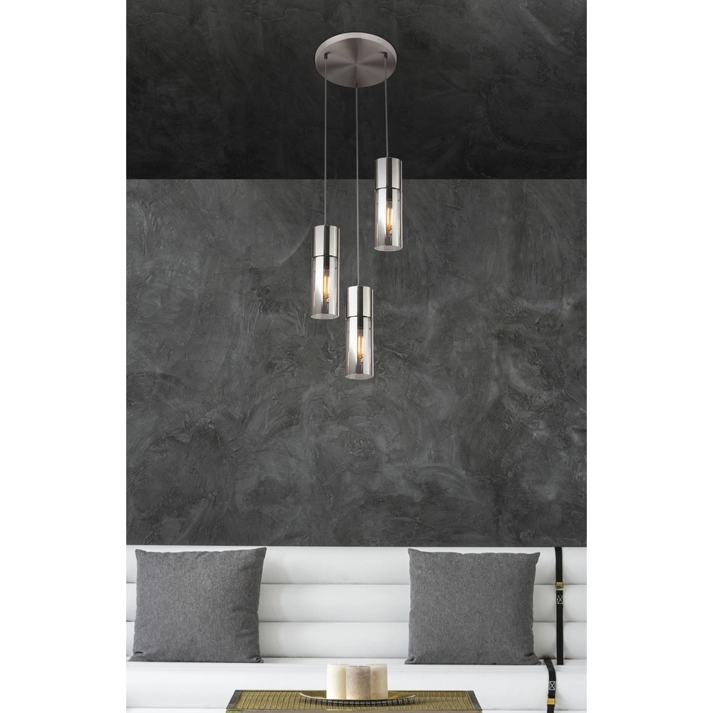 Lampe pendante à 3 lampes Annika Conception en nickel Globo 9007371412686