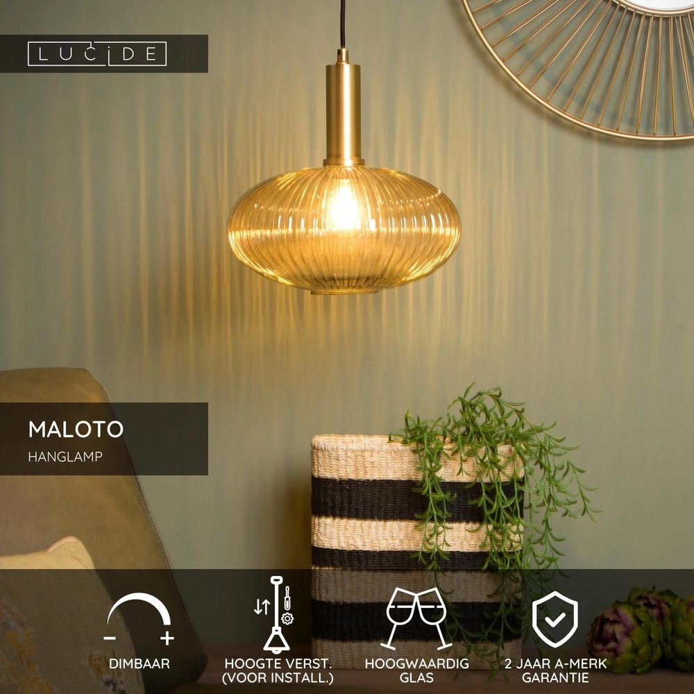 Lampe suspendue Maloto Ø 30 cm d’ambre Lucide 5411212451200