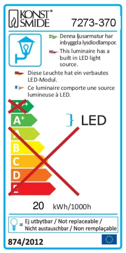 LED lampe d'extérieur Asti DIRIGÉ KonstSmide 7318307273373
