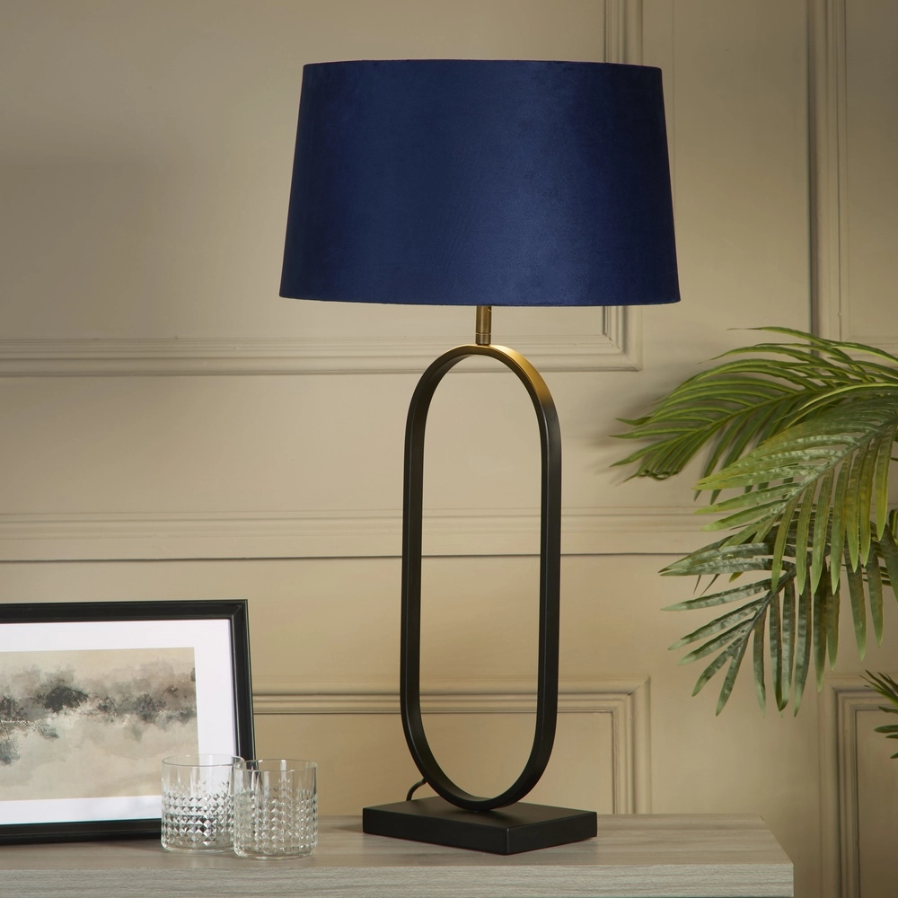 Lampe de table Modish noir avec capuche bleue Searchlight 5053423306155