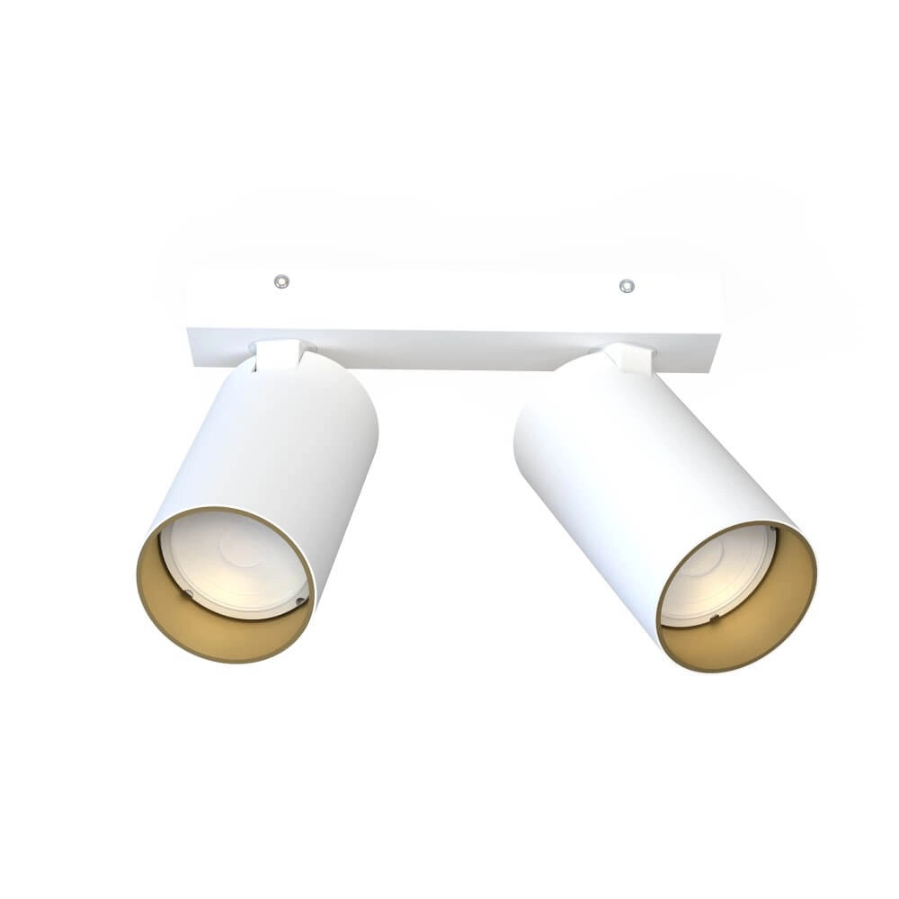 Spot en saillie 2 lumières Mono blanc avec de l'or Spot en saillie 2 lumières Mono blanc avec de l'or