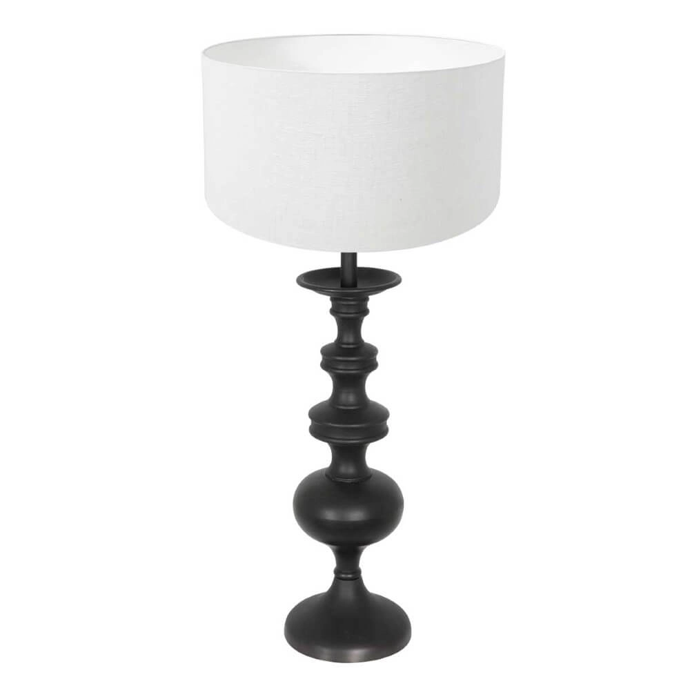 Lampe de table classique Lyons C avec abat-jour en lin blanc Lampe de table classique Lyons C avec abat-jour en lin blanc