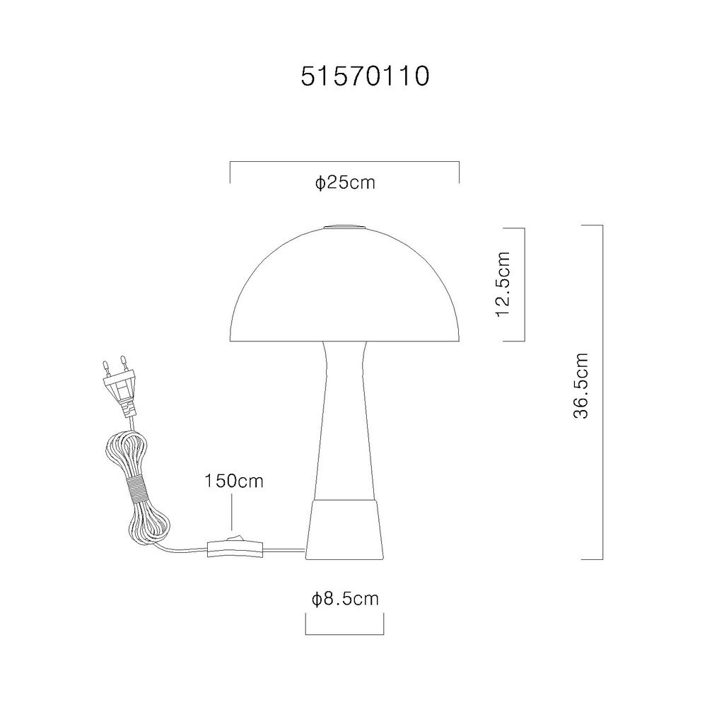 Lampe de table unique Paulin Ø 25cm gris Globo 9007371510801