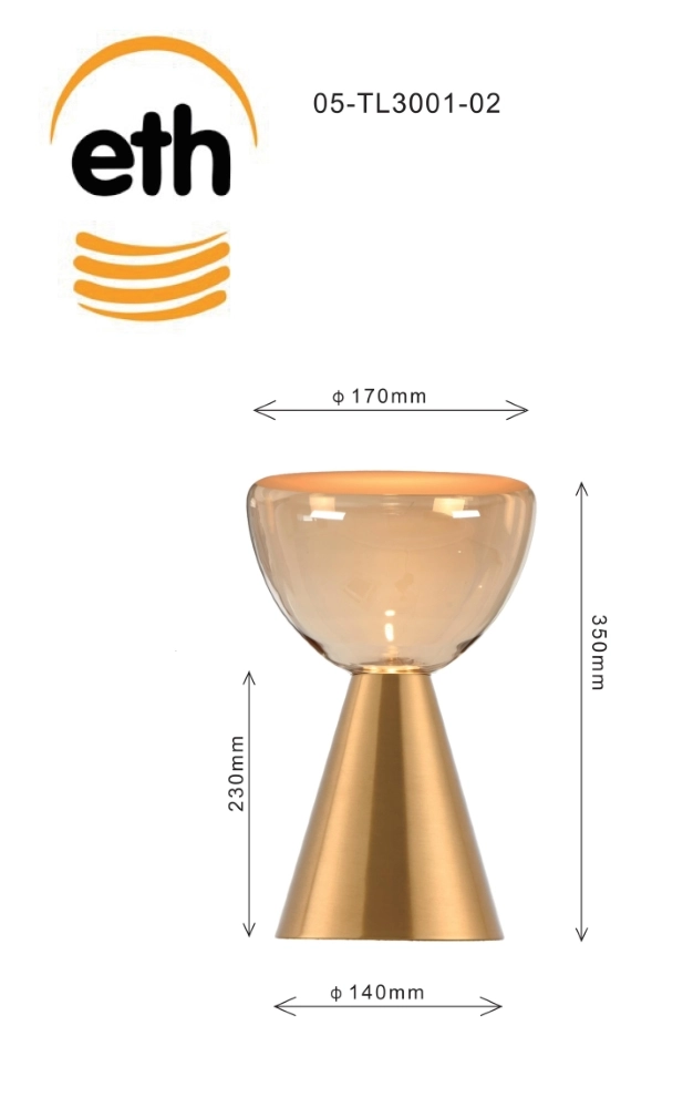 Lampe de table dorée Lisa Ø 17cm ETH 8720195310235