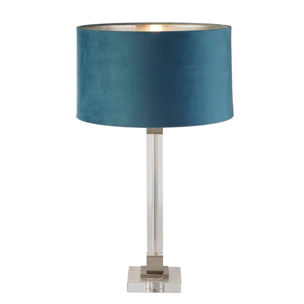 Lampe de table design Scarborough or avec nuance bleue Searchlight 5053423257150
