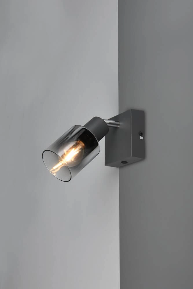 Applique noire Cadiz avec verre fumé Trio 4017807615753