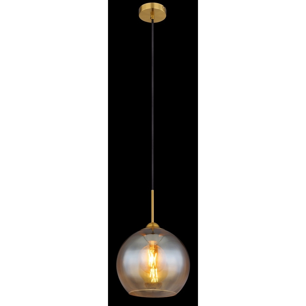 Lampe pendante dorée Jamessa seulement avec du verre ambré Globo 9007371441686