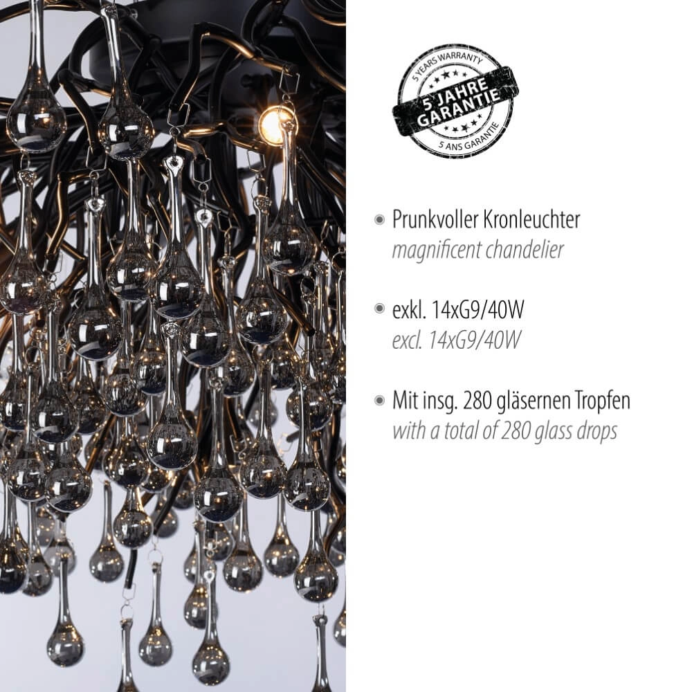 Lustre Icicle noir 100cm Paul Neuhaus 4012248377581