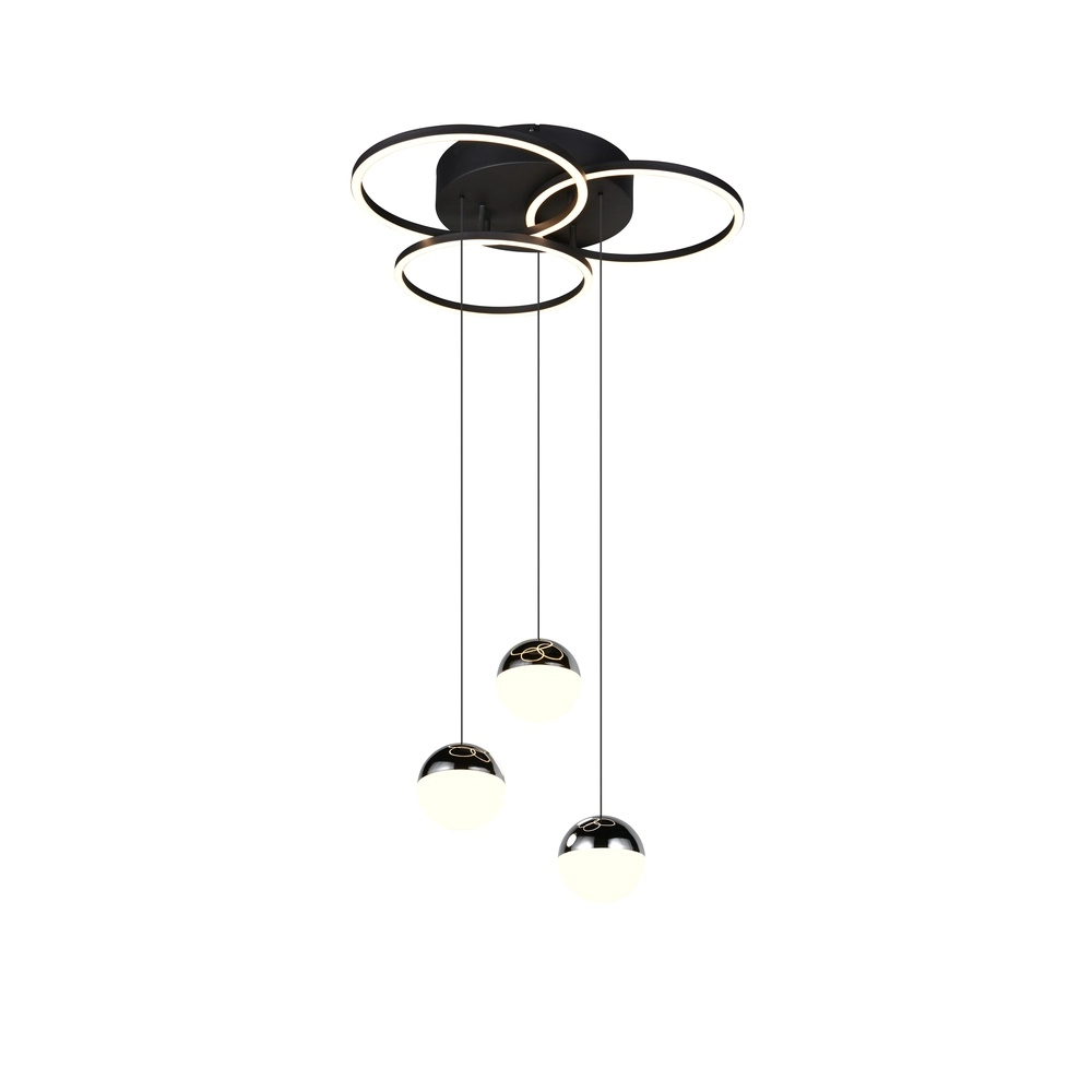 Lampe pendante noire Larino Conception des ronds
