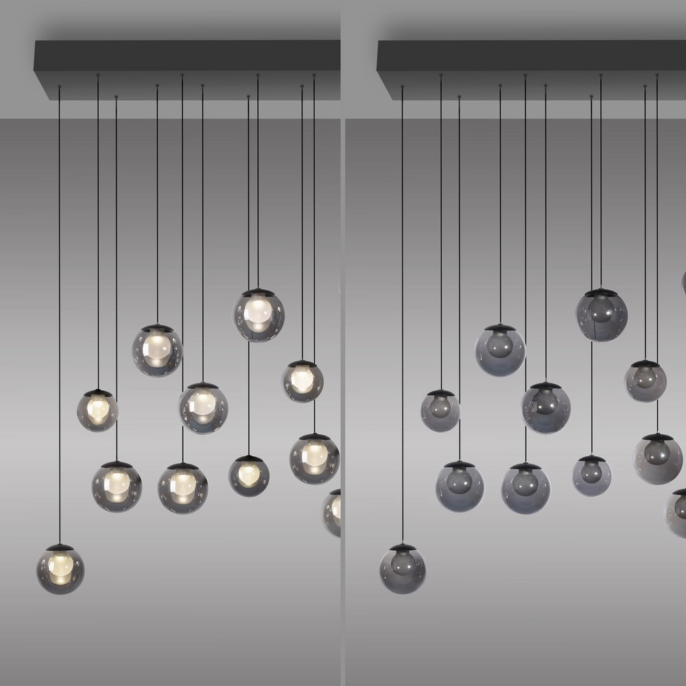 Lampe suspendue à 13 lumières Pure Popup Gris mystique Paul Neuhaus 4012248398302