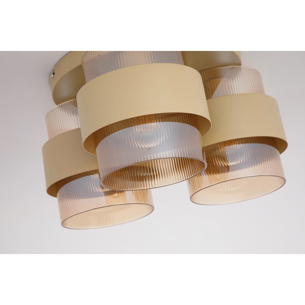 Lampe de plafond Royal Brun sable clair à 3 Searchlight 5,05342E+12