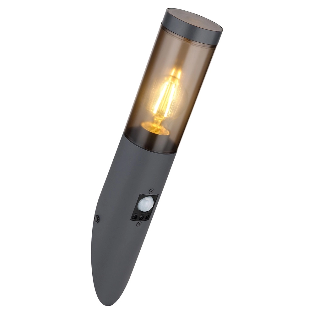 Lampe d’extérieur Boston anthracite avec fumée et capteur