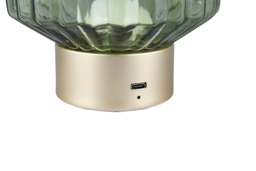 Lampe de table rechargeable Lord avec verre vert Trio 4017807601909
